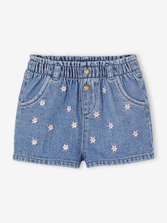 Baby-Shorts-Baby Jeansshorts mit Blumenstickerei