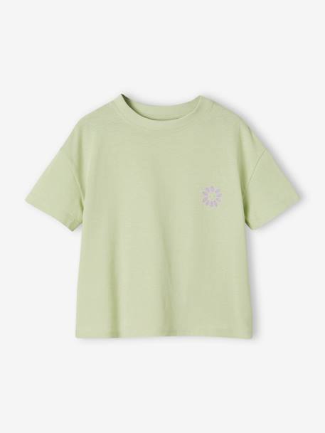 Tee-shirt uni Basics fille manches courtes rose bonbon+turquoise+vert amande 