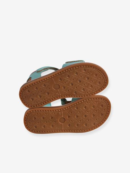 Sandales scratchées cuir enfant collection maternelle turquoise 