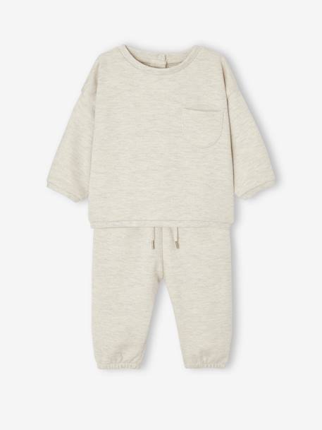 Baby-Set: Sweatshirt & Hose Oeko-Tex beige meliert+blush 