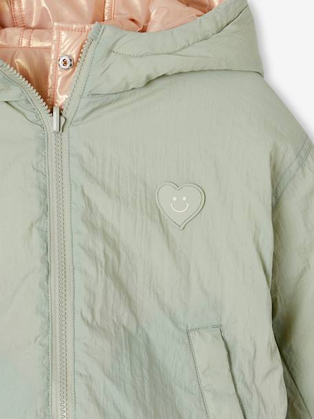 Parka à capuche réversible fille vert sauge 