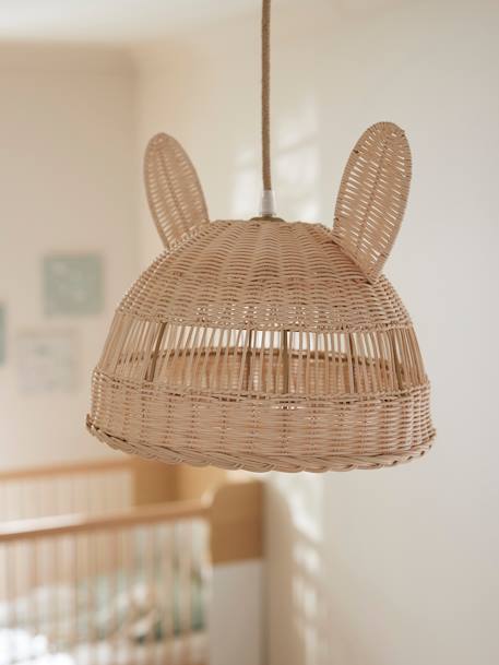 Kinderzimmer Hasen-Lampenschirm aus Rattan natur 