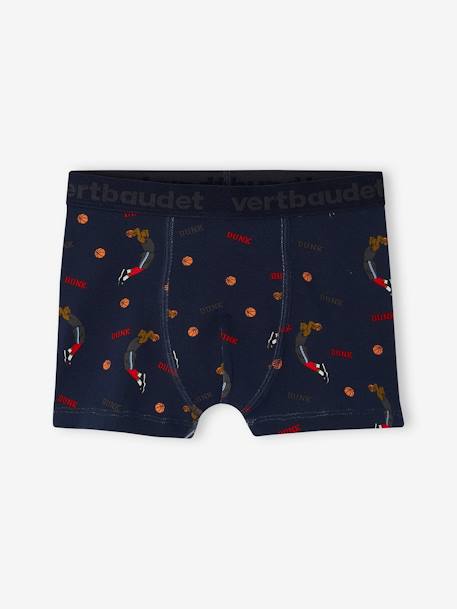 Lot de 5 boxers stretch basket garçon en coton bio gris chiné 