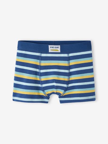 Lot de 4 boxers stretch 'dino surf' garçon en coton bio jaune 