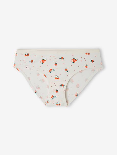 Lot de 7 culottes fruits d'été fille en coton bio corail 