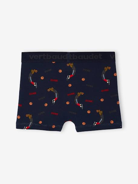 Lot de 5 boxers stretch basket garçon en coton bio gris chiné 