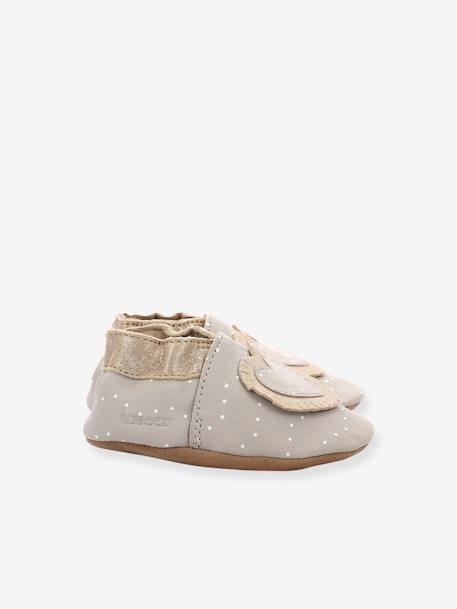 Baby Krabbelschuhe TINY HEART ROBEEZ, pflanzlich gegerbt grau 