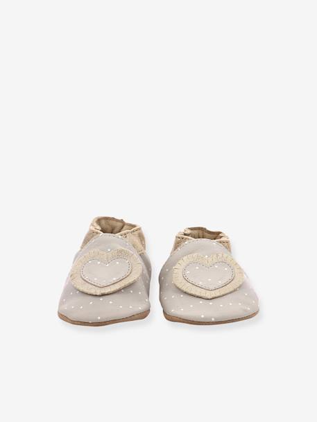 Chaussons cuir souple bébé Baby tiny heart ROBEEZ© gris 
