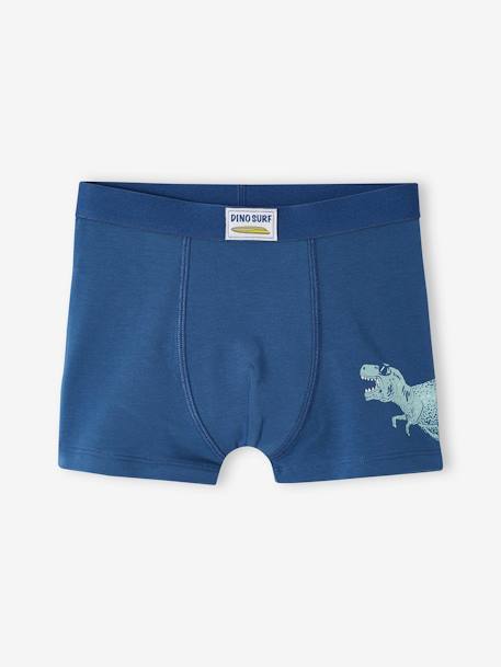 Lot de 4 boxers stretch 'dino surf' garçon en coton bio jaune 