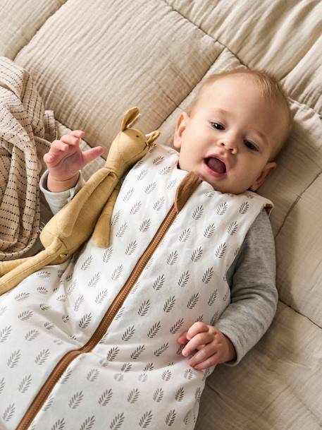 Ärmelloser Baby Wende-Schlafsack ETHNIC mit Recycling-Polyester beige bedruckt 