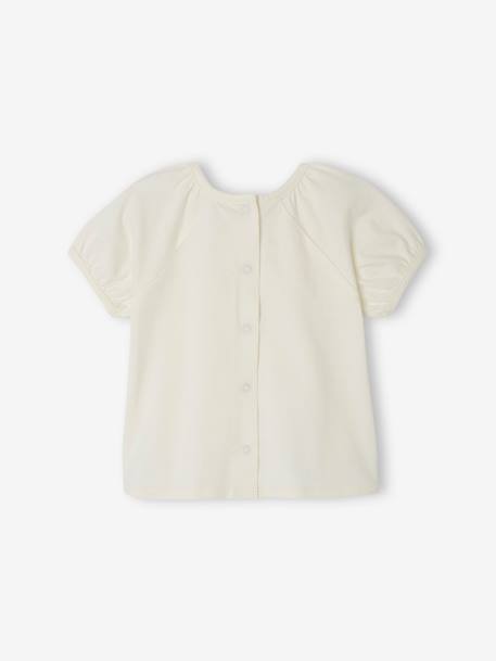 Baby T-Shirt mit Häkelblume Oeko-Tex wollweiß 