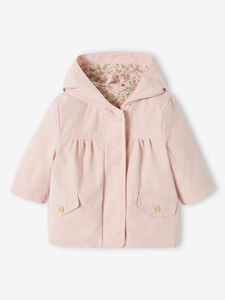 Parka 3 en 1 bébé avec veste matelassée amovible rose poudré 