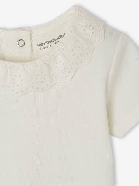 Baby-Set: T-Shirt mit Kragen & geblümte Shorts wollweiß 