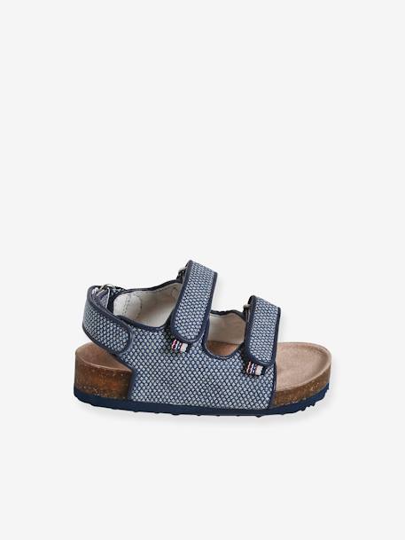 Baby Klett-Sandalen mit Muster blau bedruckt 