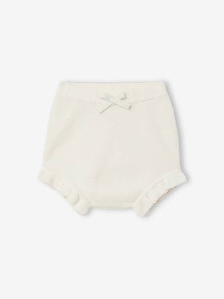 Ensemble 3 pièces en tricot : cardigan, bloomer et collants naissance écru 