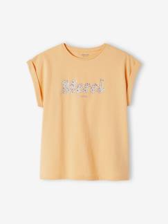 Fille-T-shirt, sous-pull-T-shirt-T-shirt à message motifs fleurs fille