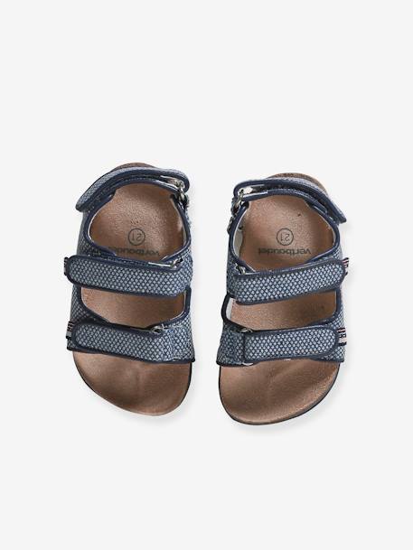 Baby Klett-Sandalen mit Muster blau bedruckt 