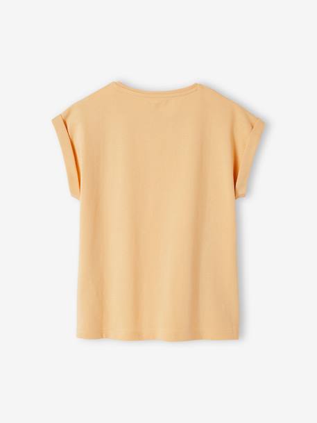 Mädchen T-Shirt, Blumen-Schriftzug ecru+hellgelb+himmelblau+marine 