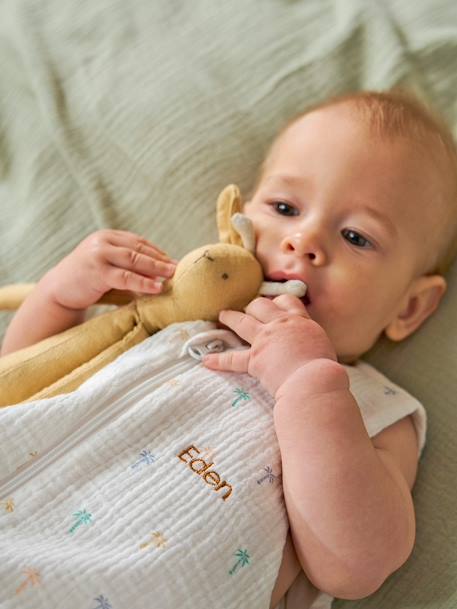 Baby Sommerschlafsack PALMEN aus Musselin, personalisierbar Oeko-Tex mehrfarbig 