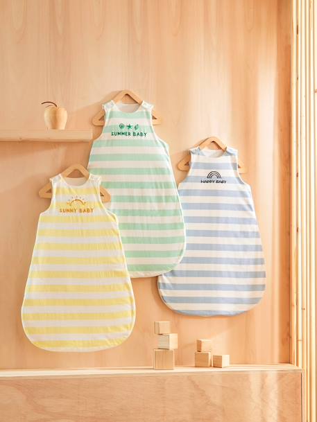 Baby Sommerschlafsack 'Sunny Baby' blau gestreift+gelb gestreift+hellgrün gestreift 