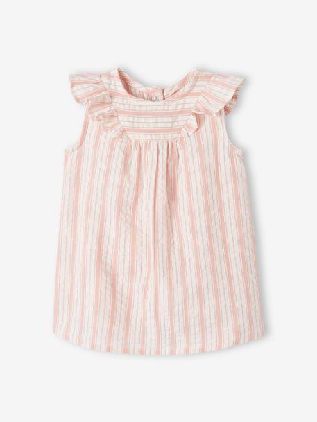 Baby Kleid aus gestreiftem Seersucker rosa 