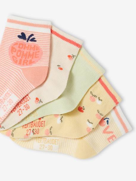 Lot de 5 paires de chaussettes fruits fille corail 