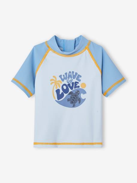 Ensemble de bain anti-UV T-shirt + boxer + bob bébé garçon bleu océan 