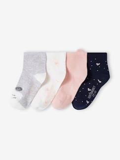 Lot de 4 paires de chaussettes chat et coeurs fille