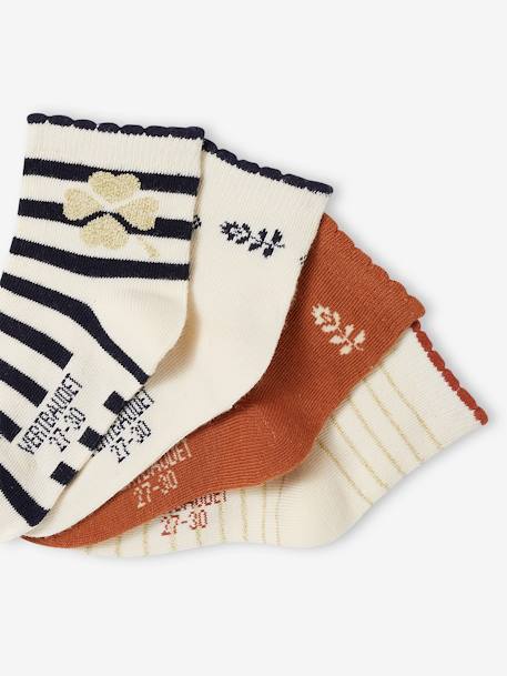 Lot de 4 paires de mi-chaussettes dune fille vanille 