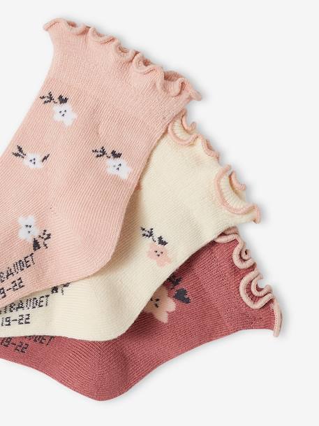 Lot de 3 paires de chaussettes 'fleurs' bébé fille rose poudré 