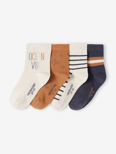 Lot de 4 paires de mi-chaussettes dune garçon blanc chiné 