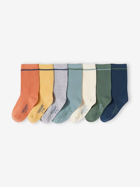 Lot de 7 paires de chaussettes garçon chocolat+vert 