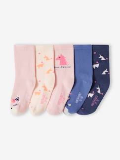 Mädchen-Unterwäsche-5er-Pack Mädchen Socken mit Einhorn und Herzen Oeko-Tex