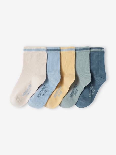 Lot de 5 paires de chaussettes colorées bébé garçon bleu grisé 