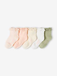 Les tenues de cérémonie bébé-Bébé-Chaussettes, Collants-Lot de 5 paires de mi-chaussette bébé fille