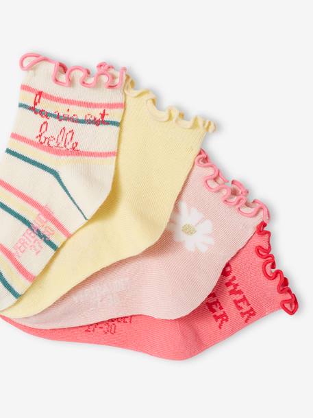 Lot de 4 paires de mi-chaussettes fille écru 