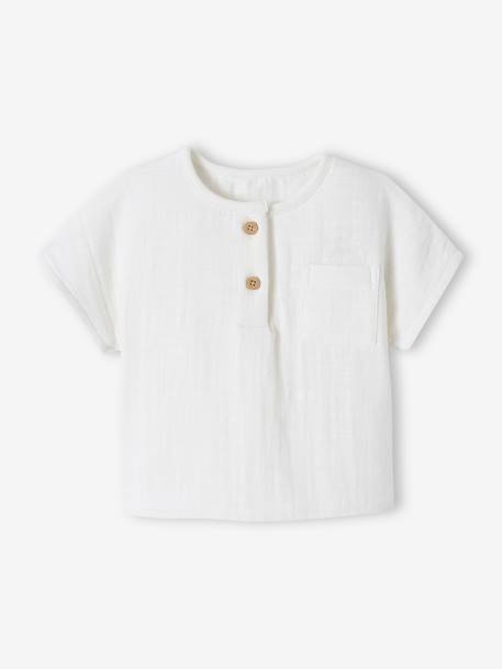 Baby Henley-Shirt, personalisierbar wollweiß 