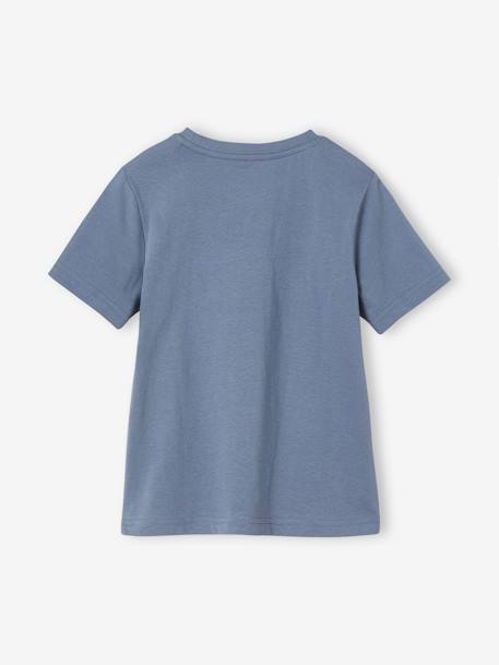 Jungen T-Shirt mit Dino-Print, Recycling-Baumwolle blaugrau+cappuccino 