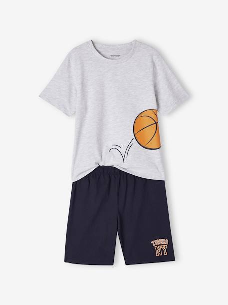 Lot pyjama + pyjashort basket garçon marine 