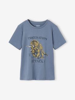 Junge-T-Shirt, Poloshirt, Unterziehpulli-T-Shirt-Jungen T-Shirt mit Dino-Print, Recycling-Baumwolle