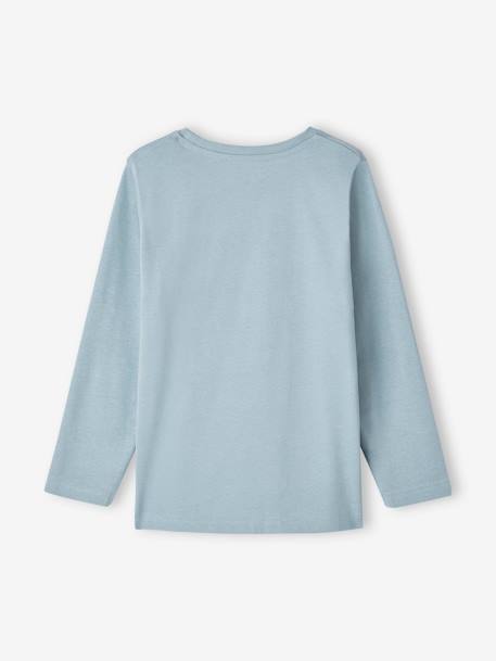 T-shirt motif graphique placé bleu ciel+gris chiné 