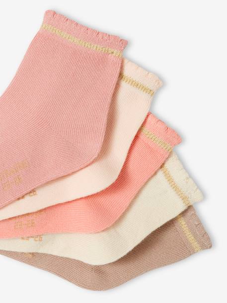 Lot de 5 paires de chaussettes avec détails scintillants bébé fille BASICS rose pâle 