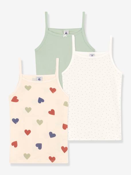 3er-Pack Mädchen Unterhemden PETIT BATEAU mandelgrün 