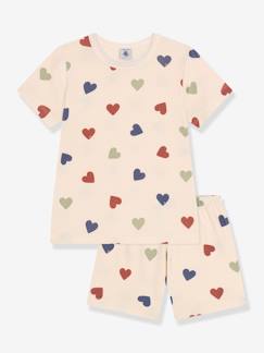 Mädchen-Pyjama, Overall-Kurzer Mädchen Schlafanzug PETIT BATEAU, Herzen