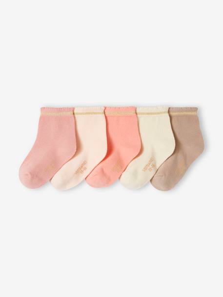 5er-Pack Mädchen Baby Glitzersocken BASICS Oeko-Tex hellrosa 