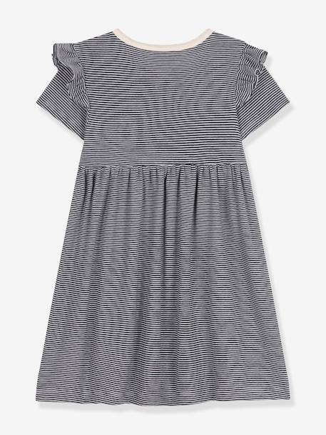 Geripptes Mädchen Sommerkleid PETIT BATEAU blau 