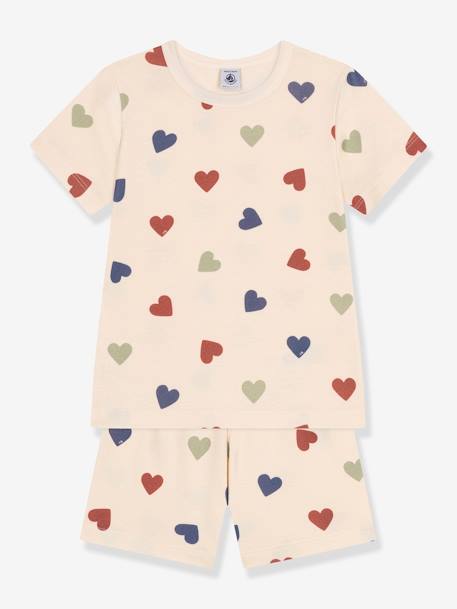 Pyjama short imprimé coeur PETI BATEAU beige imprimé 