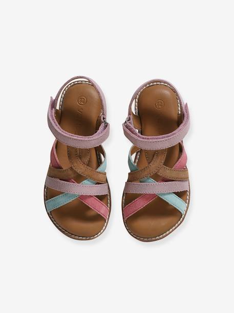 Sandales scratchées cuir enfant multicolore 