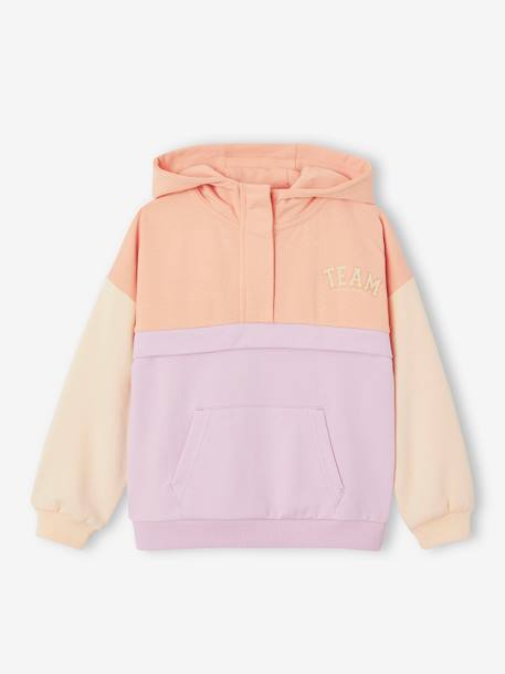 Sweat à capuche sport colorblock fille lilas 