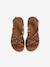 Kinder Sandalen mit überkreuzten Riemchen braun bedruckt 
